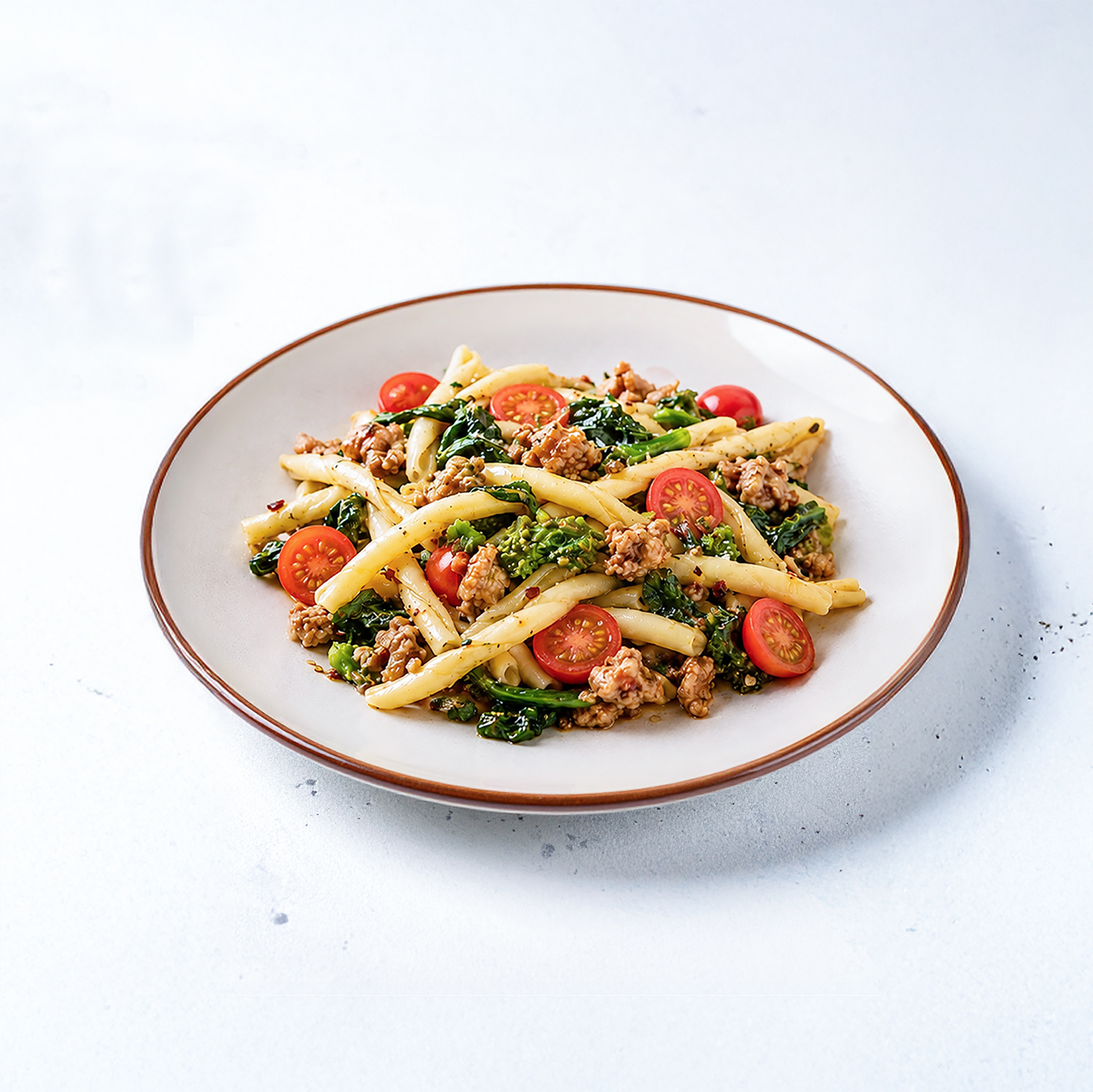 Fileferro con Salsiccia Piccante und Cime di Rapa